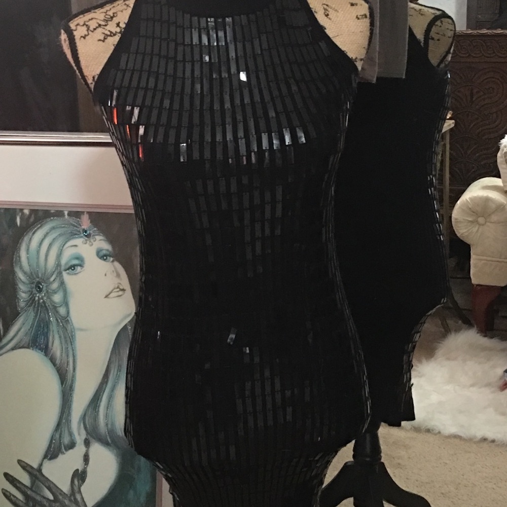 Black sequin knit dress